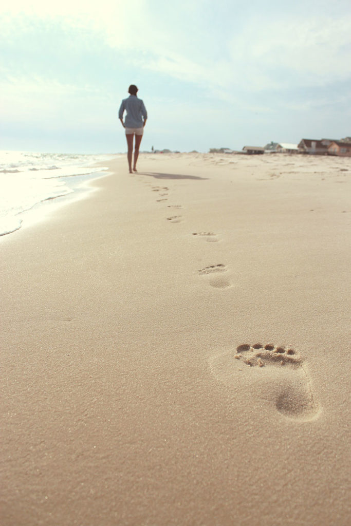 footprints on the beach